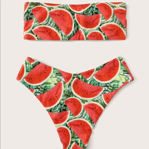 SHEIN Other - Watermelon Print Bandeau High Waisted Bikini